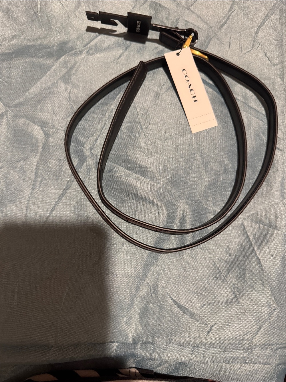 Coach Black Leather Key & Card Holder Strap with Gold Hardware